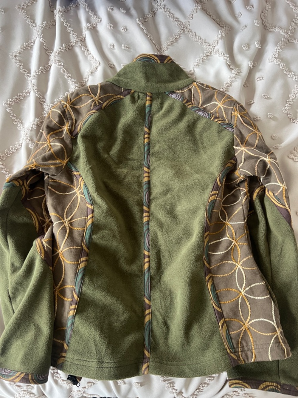 Green Patterned Fleece Zip Jacket - Picture 4 of 4